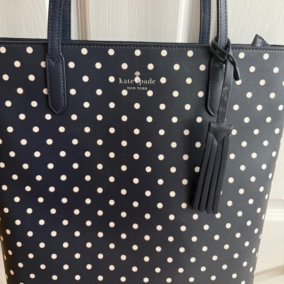 Kate Soade navy polka dot Jana tote - Picture 1 of 5